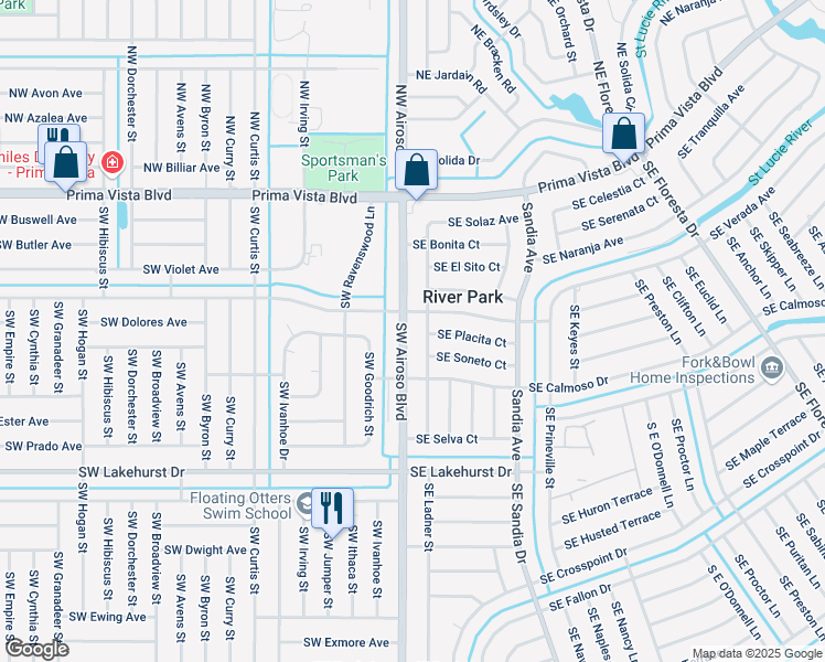 map of restaurants, bars, coffee shops, grocery stores, and more near 701 Southeast Solaz Avenue in Port St. Lucie