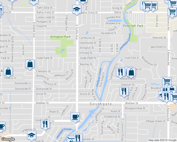 map of restaurants, bars, coffee shops, grocery stores, and more near 2215 Alpine Avenue in Sarasota