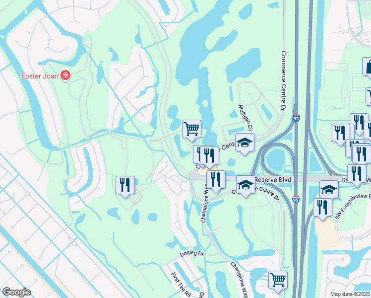 map of restaurants, bars, coffee shops, grocery stores, and more near 8309 Riviera Way in Port St. Lucie