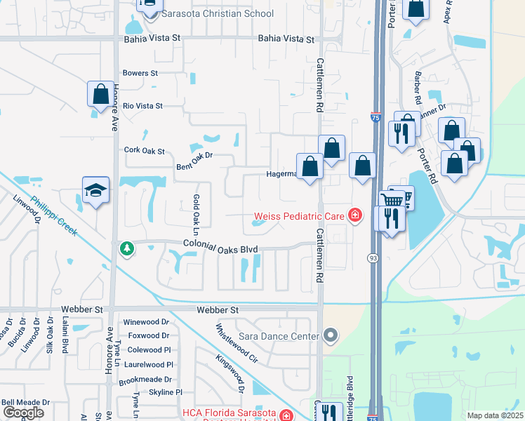 map of restaurants, bars, coffee shops, grocery stores, and more near 5690 Aaron Court in Sarasota