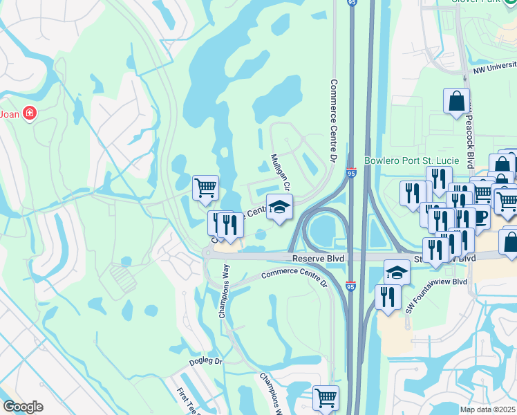 map of restaurants, bars, coffee shops, grocery stores, and more near 9319 World Cup Way in Port St. Lucie