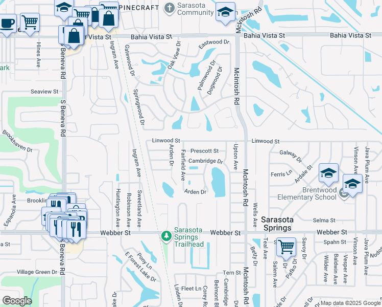 map of restaurants, bars, coffee shops, grocery stores, and more near 4048 Prescott Street in Sarasota