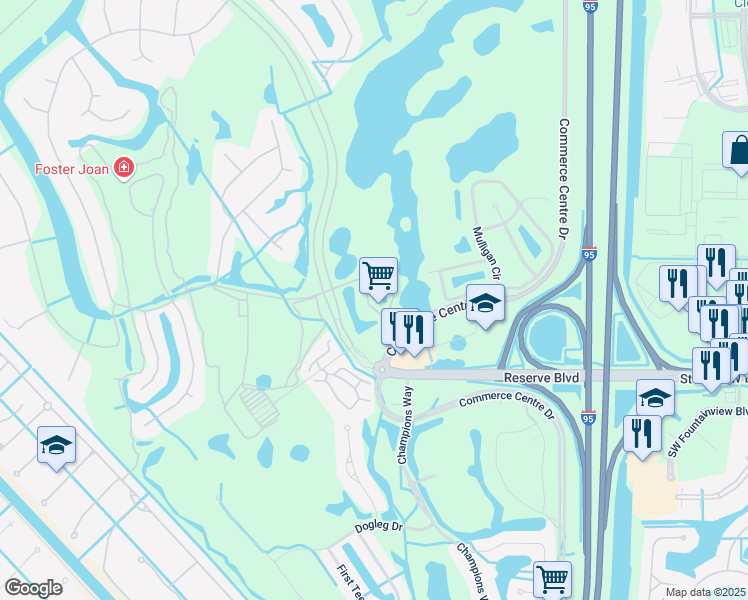 map of restaurants, bars, coffee shops, grocery stores, and more near 8309 Riviera Way in Port St. Lucie