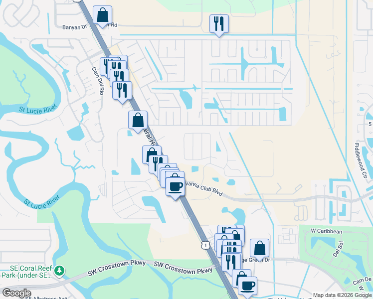 map of restaurants, bars, coffee shops, grocery stores, and more near 8240 Sand Pine Circle in Port St. Lucie