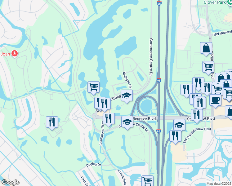 map of restaurants, bars, coffee shops, grocery stores, and more near 9316 World Cup Way in Port Saint Lucie