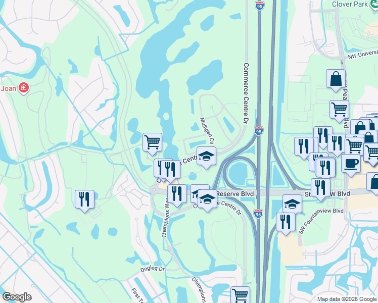 map of restaurants, bars, coffee shops, grocery stores, and more near 9316 World Cup Way in Port St. Lucie