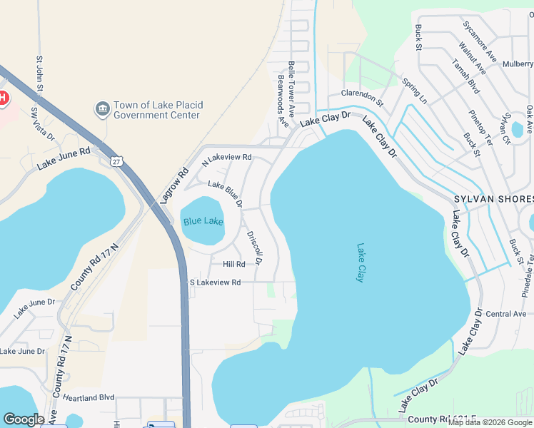 map of restaurants, bars, coffee shops, grocery stores, and more near 1300 Lake Clay Drive in Lake Placid