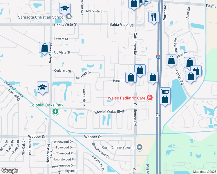 map of restaurants, bars, coffee shops, grocery stores, and more near 2030 Old Pine Way in Sarasota