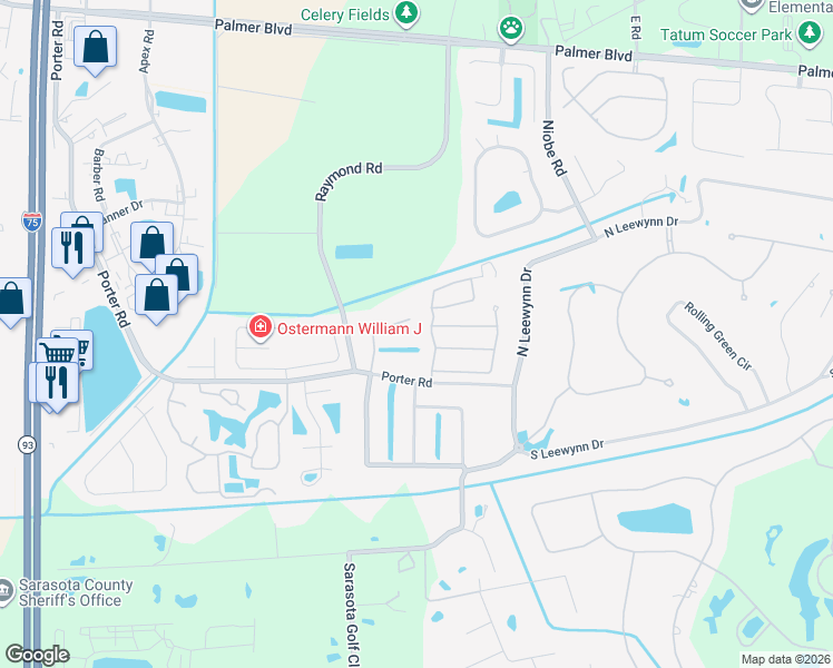 map of restaurants, bars, coffee shops, grocery stores, and more near 1839 Tree Fern Trail in Sarasota