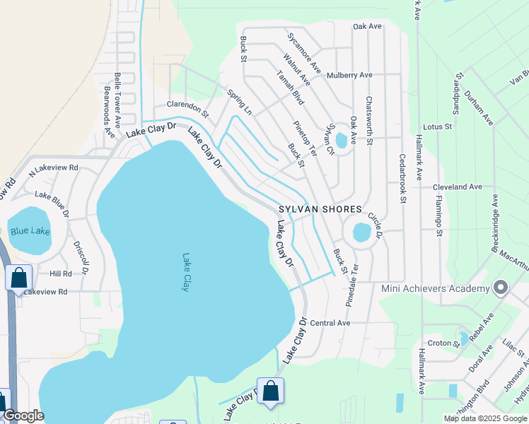map of restaurants, bars, coffee shops, grocery stores, and more near 1612 Lake Clay Drive in Lake Placid