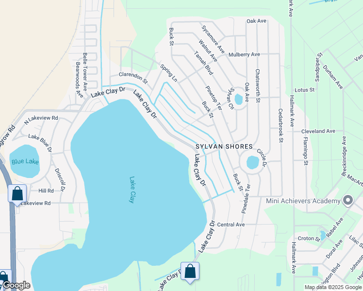 map of restaurants, bars, coffee shops, grocery stores, and more near 1612 Lake Clay Drive in Lake Placid