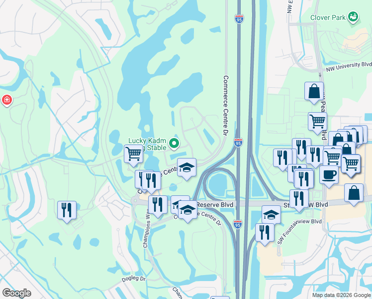 map of restaurants, bars, coffee shops, grocery stores, and more near 9214 World Cup Way in Port St. Lucie