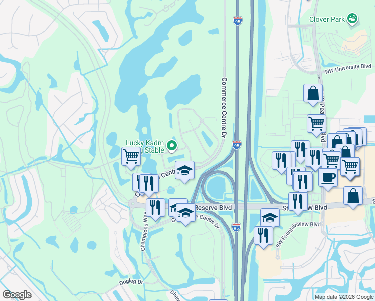 map of restaurants, bars, coffee shops, grocery stores, and more near 8101 Mulligan Circle in Port St. Lucie