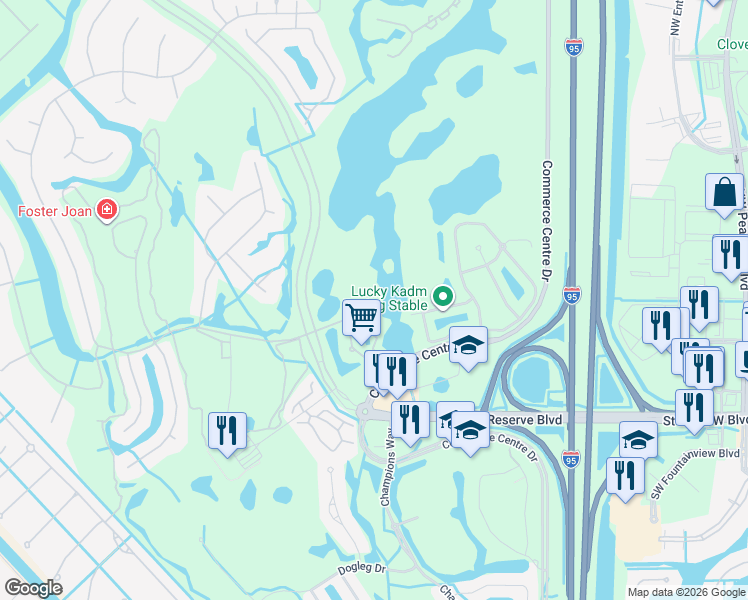 map of restaurants, bars, coffee shops, grocery stores, and more near 9624 Crooked Stick Lane in Port St. Lucie