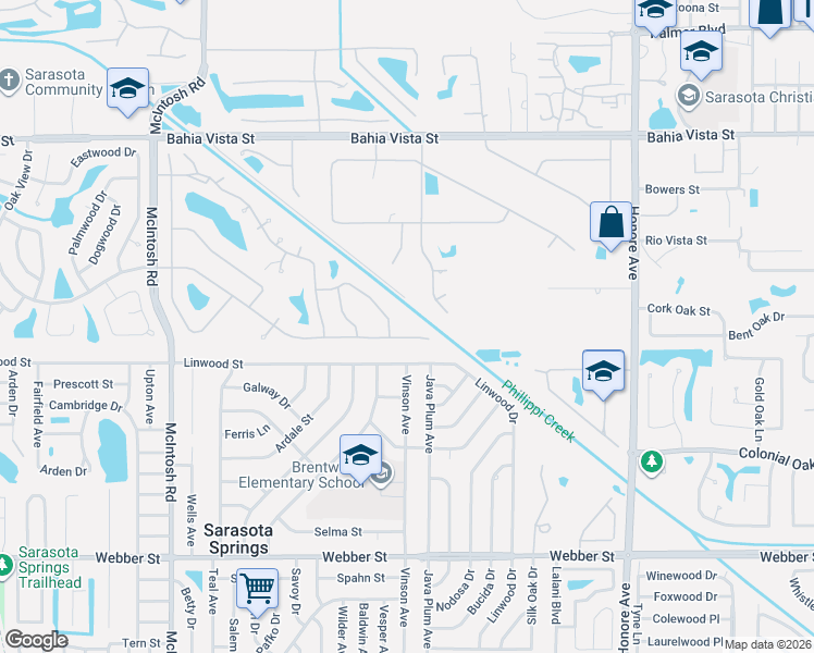 map of restaurants, bars, coffee shops, grocery stores, and more near 4482 Oak View Dr in Sarasota