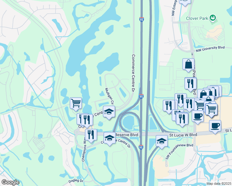 map of restaurants, bars, coffee shops, grocery stores, and more near 8113 Carnoustie Place in Port St. Lucie