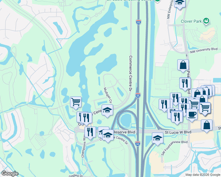 map of restaurants, bars, coffee shops, grocery stores, and more near 8113 Carnoustie Place in Port St. Lucie