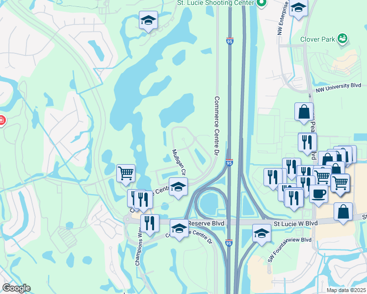 map of restaurants, bars, coffee shops, grocery stores, and more near 8113 Carnoustie Place in Port St. Lucie