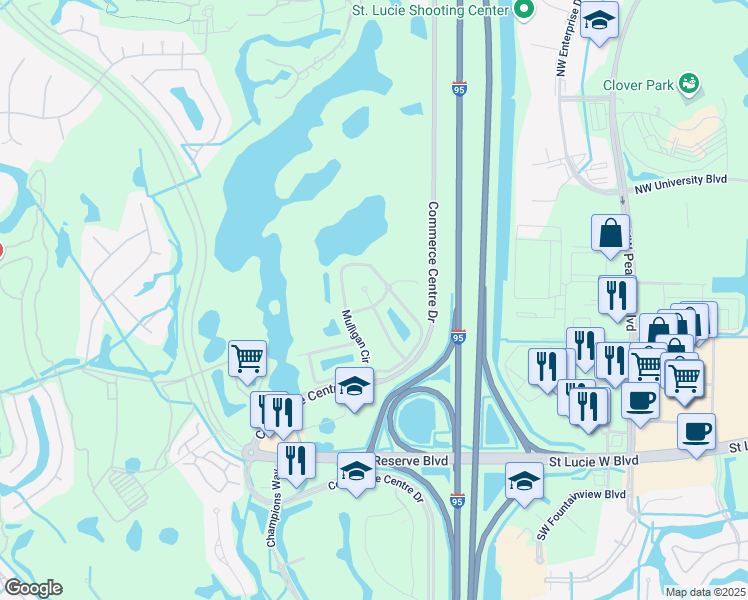 map of restaurants, bars, coffee shops, grocery stores, and more near 8231 Mulligan Circle in Port St. Lucie