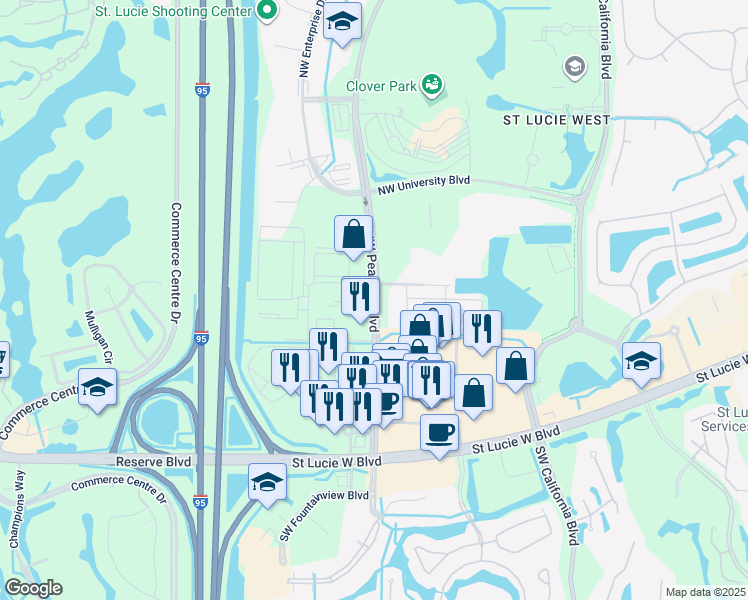 map of restaurants, bars, coffee shops, grocery stores, and more near in Port St. Lucie