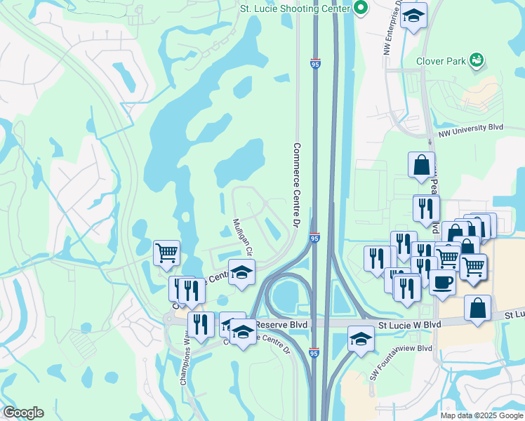 map of restaurants, bars, coffee shops, grocery stores, and more near 8231 Mulligan Circle in Port St. Lucie