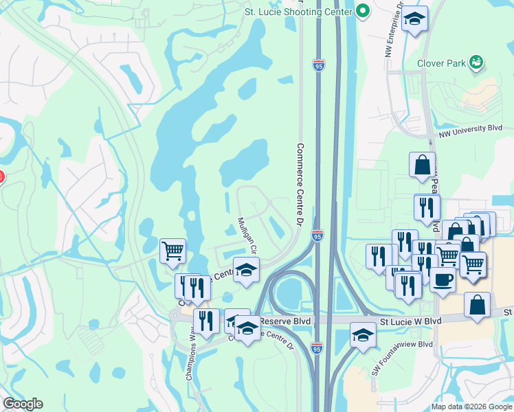 map of restaurants, bars, coffee shops, grocery stores, and more near 8910 Sandshot Court in Port St. Lucie