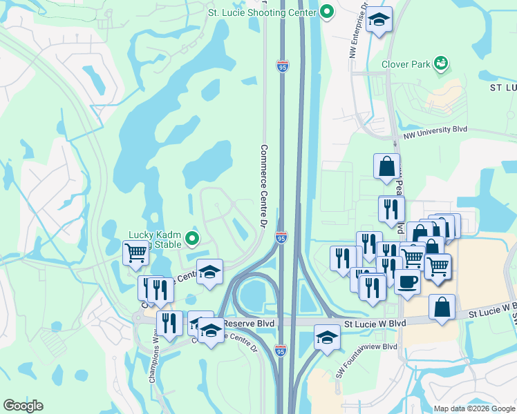 map of restaurants, bars, coffee shops, grocery stores, and more near 8929 Sandshot Court in Port St. Lucie