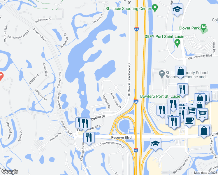map of restaurants, bars, coffee shops, grocery stores, and more near 8010 Carnoustie Place in Port St. Lucie
