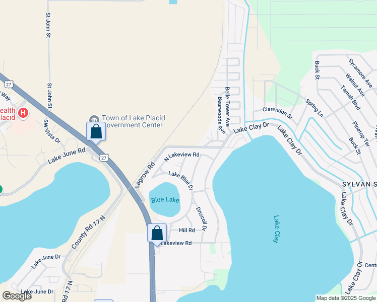 map of restaurants, bars, coffee shops, grocery stores, and more near 603 North Lakeview Road in Lake Placid