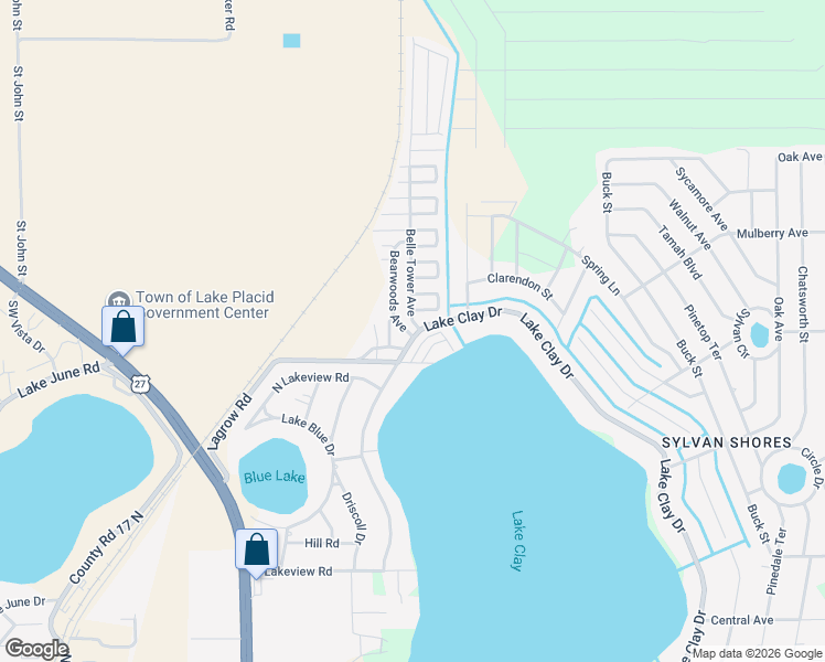 map of restaurants, bars, coffee shops, grocery stores, and more near 84 Bearwoods Avenue in Lake Placid
