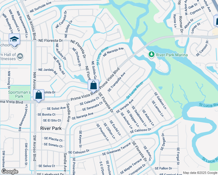 map of restaurants, bars, coffee shops, grocery stores, and more near 359 Southeast Tranquilla Avenue in Port St. Lucie