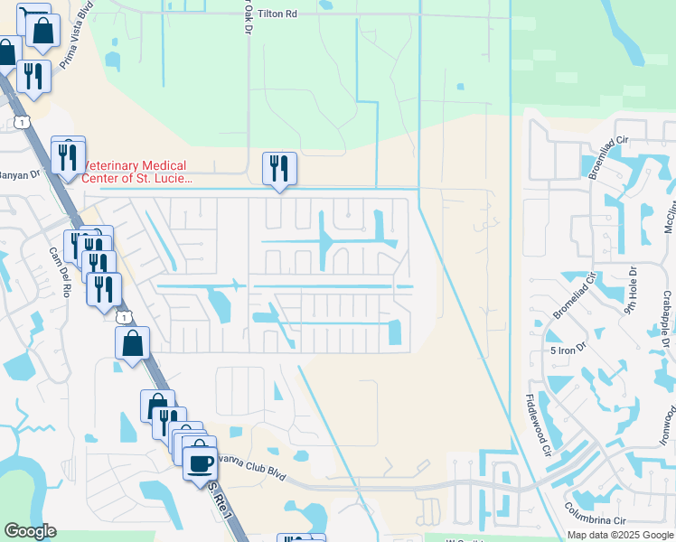 map of restaurants, bars, coffee shops, grocery stores, and more near 2 Oro Grande Way in Port St. Lucie