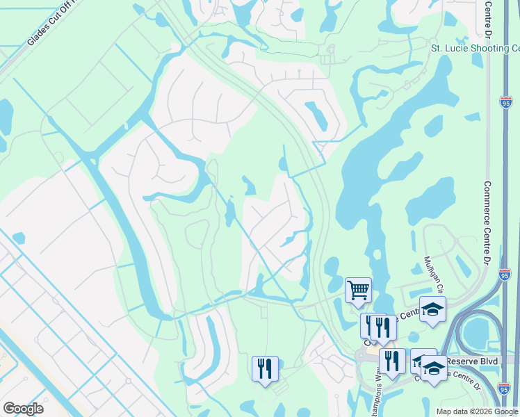 map of restaurants, bars, coffee shops, grocery stores, and more near 7963 Poppy Hills Lane in Port St. Lucie
