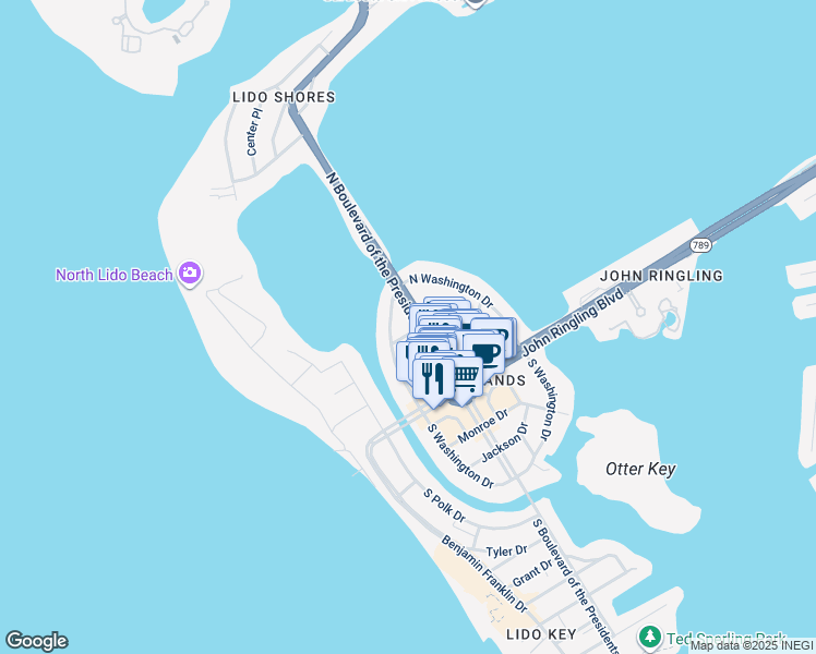 map of restaurants, bars, coffee shops, grocery stores, and more near 335 Arthur Drive in Sarasota