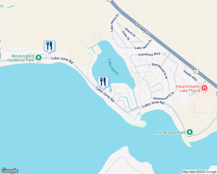 map of restaurants, bars, coffee shops, grocery stores, and more near 6 Henrietta Place in Lake Placid