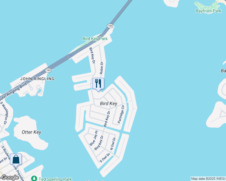 map of restaurants, bars, coffee shops, grocery stores, and more near 450 East Royal Flamingo Drive in Sarasota