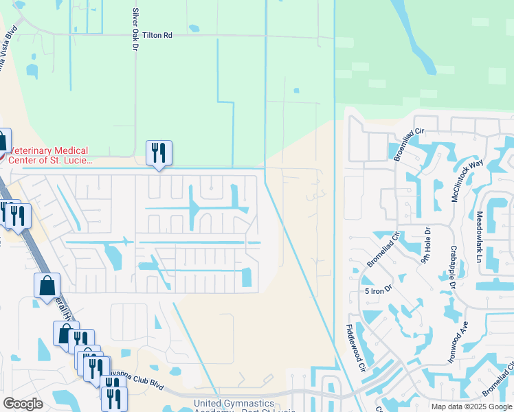 map of restaurants, bars, coffee shops, grocery stores, and more near 67 Mediterranean Boulevard North in Port St. Lucie