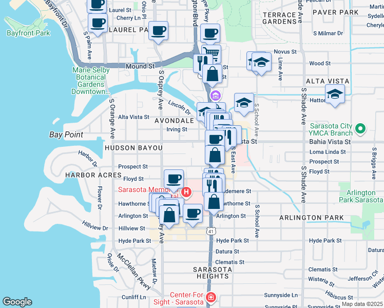 map of restaurants, bars, coffee shops, grocery stores, and more near 1217 Holly Fern Lane in Sarasota