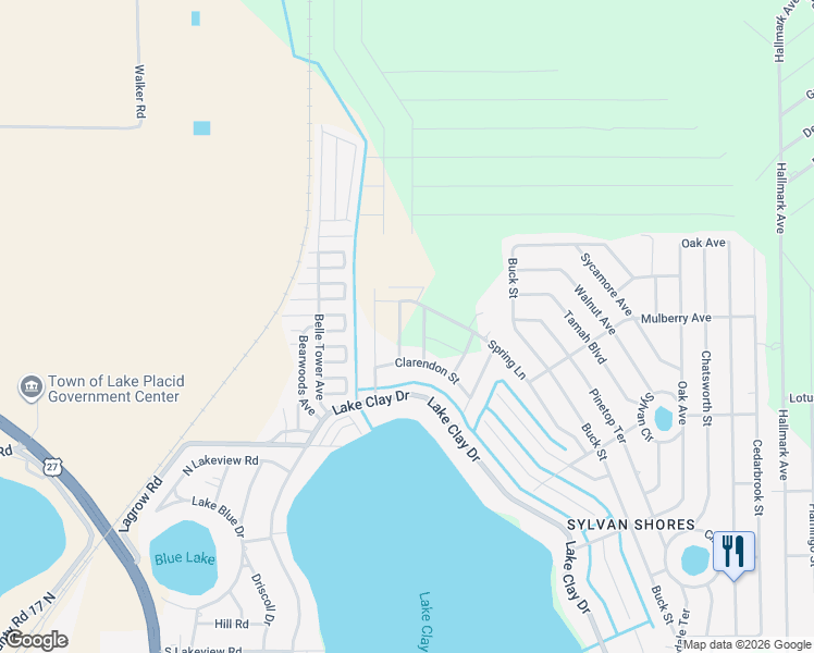 map of restaurants, bars, coffee shops, grocery stores, and more near 1522 Summer Road in Lake Placid