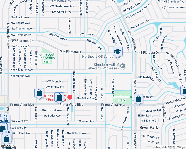 map of restaurants, bars, coffee shops, grocery stores, and more near 335 Northwest Marion Avenue in Port St. Lucie