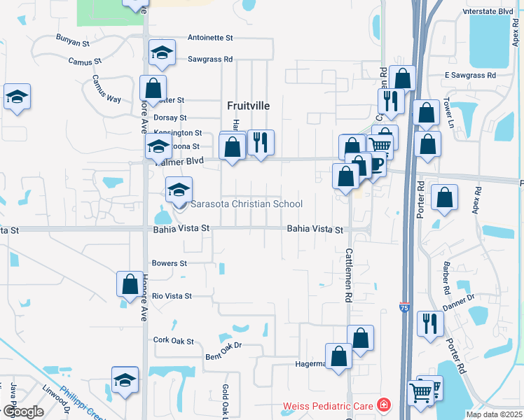 map of restaurants, bars, coffee shops, grocery stores, and more near 1050 Hancock Avenue in Sarasota