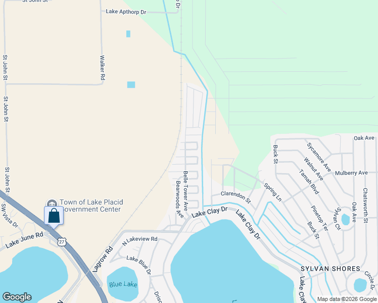 map of restaurants, bars, coffee shops, grocery stores, and more near 301-307 Belle Tower Ave in Lake Placid