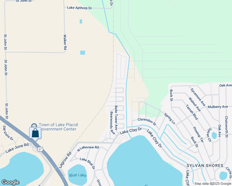 map of restaurants, bars, coffee shops, grocery stores, and more near 307 Belle Tower Ave in Lake Placid