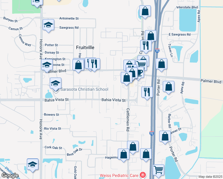 map of restaurants, bars, coffee shops, grocery stores, and more near 1101 Coleman Avenue in Sarasota
