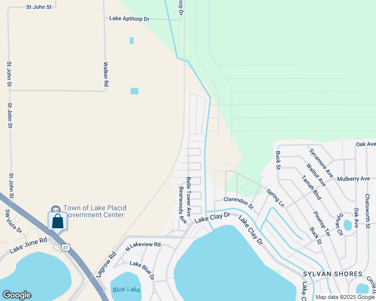 map of restaurants, bars, coffee shops, grocery stores, and more near 301-307 Belle Tower Ave in Lake Placid
