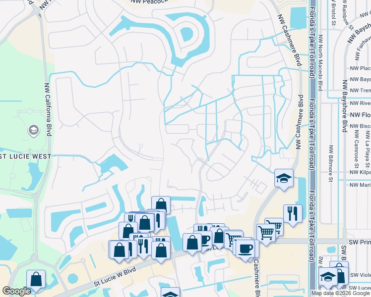 map of restaurants, bars, coffee shops, grocery stores, and more near 540 Northwest San Remo Circle in Port St. Lucie