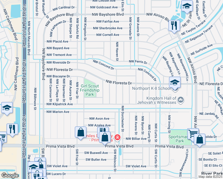 map of restaurants, bars, coffee shops, grocery stores, and more near 372 Northwest Hogan Street in Port St. Lucie
