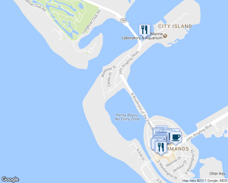 map of restaurants, bars, coffee shops, grocery stores, and more near 222 Morningside Drive in Sarasota