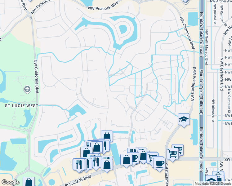map of restaurants, bars, coffee shops, grocery stores, and more near 561 Northwest San Remo Circle in Port St. Lucie