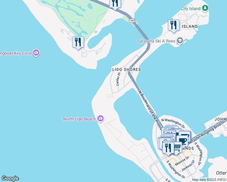 map of restaurants, bars, coffee shops, grocery stores, and more near 150 Morningside Drive in Sarasota